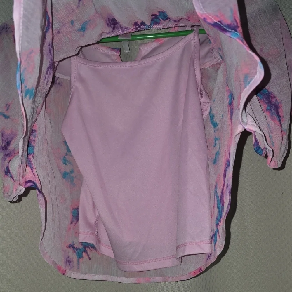 Justice Pink and Purple Tie-Dye Blouse with Sequin Detail